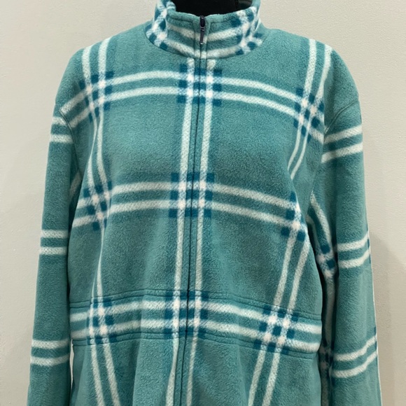 Sport Savvy‎ L Blue Plaid Full Zip Fleece with Drawstring - Picture 8 of 8
